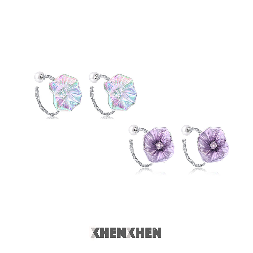 Iridescent Petal Textured Hoop Earrings