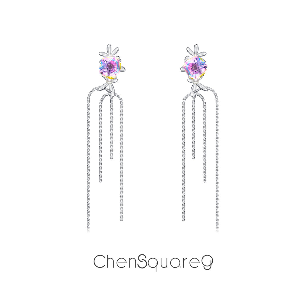 Daisy-shaped floral fringe earrings