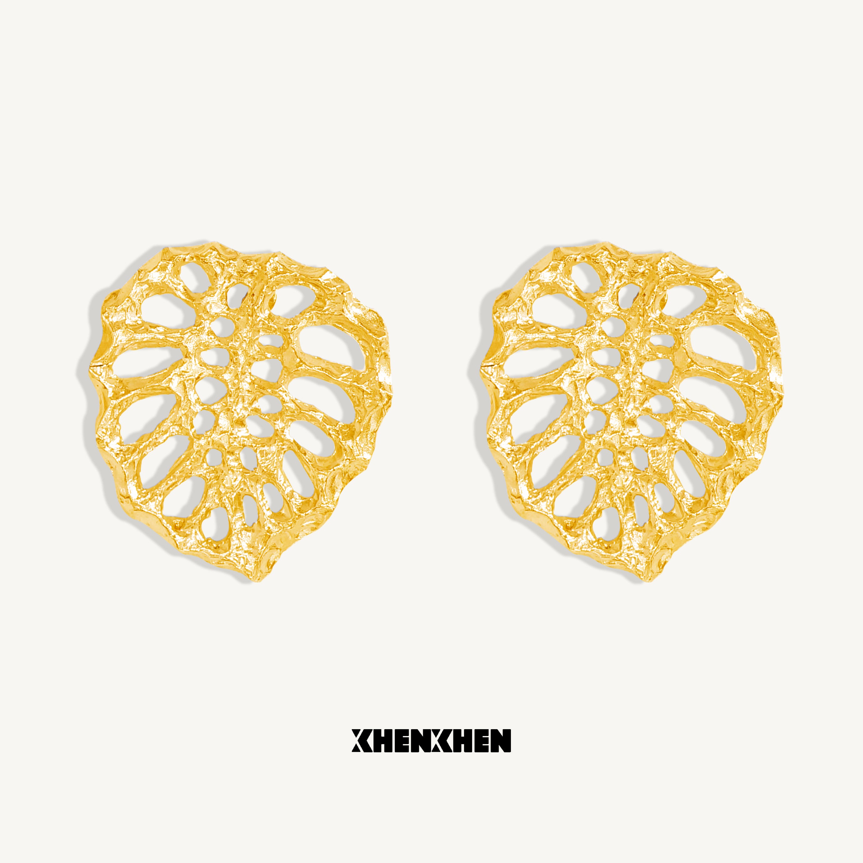 Tortoise shell leaf metal earrings