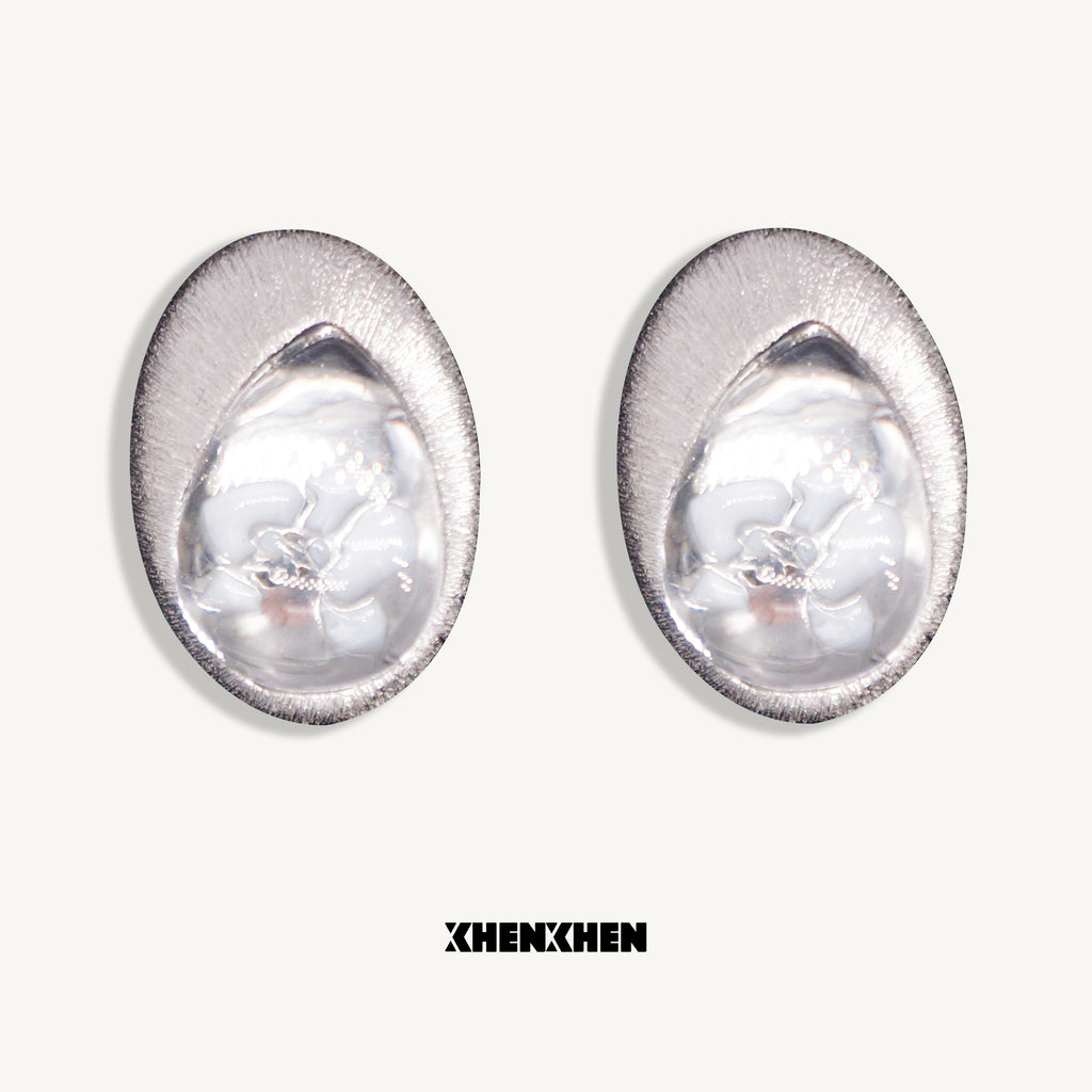 Brushed butterfly orchid earrings