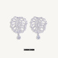Tortoise leaf pendant Metal ear studs