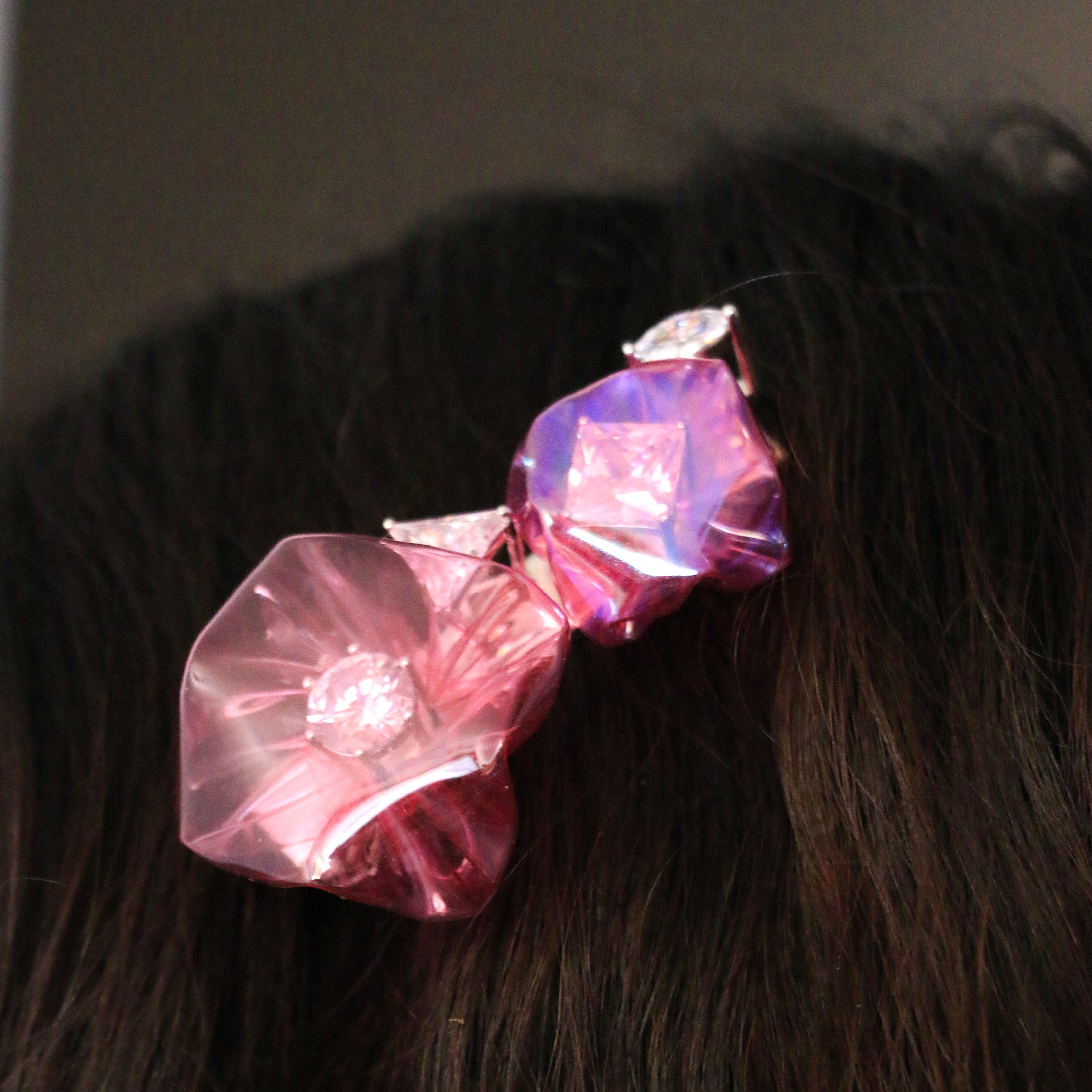 Floral PVC hair clips