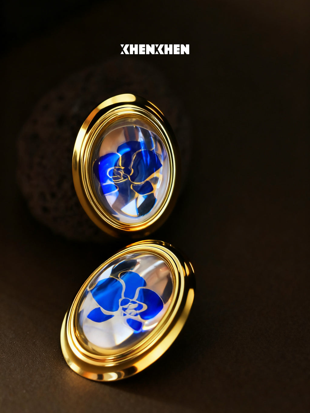 Butterfly orchid smooth stud earrings