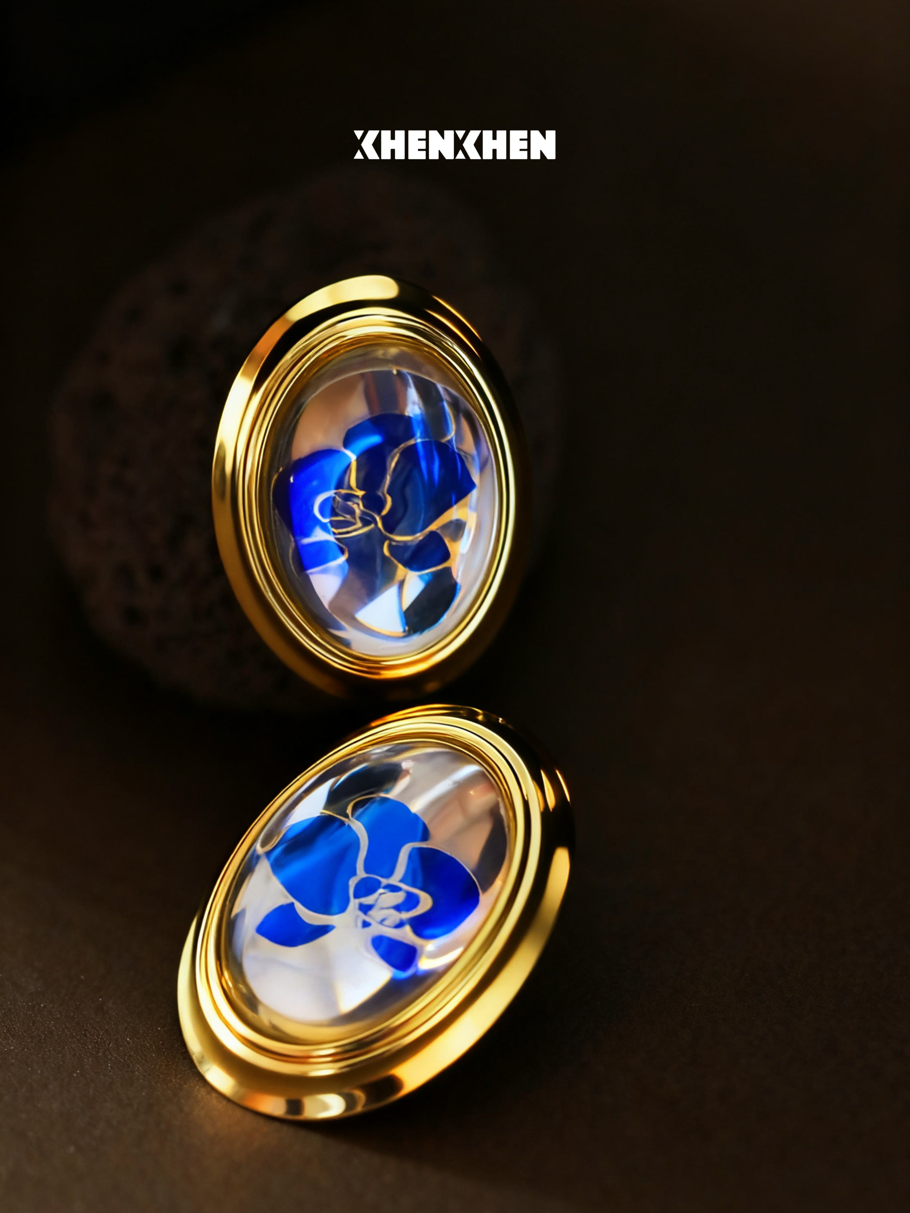 Butterfly orchid smooth stud earrings