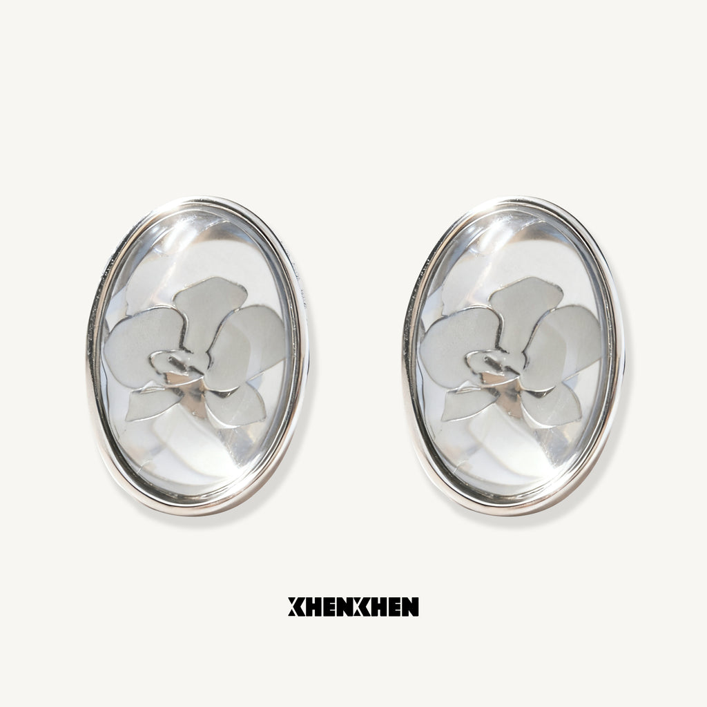 Butterfly orchid smooth stud earrings