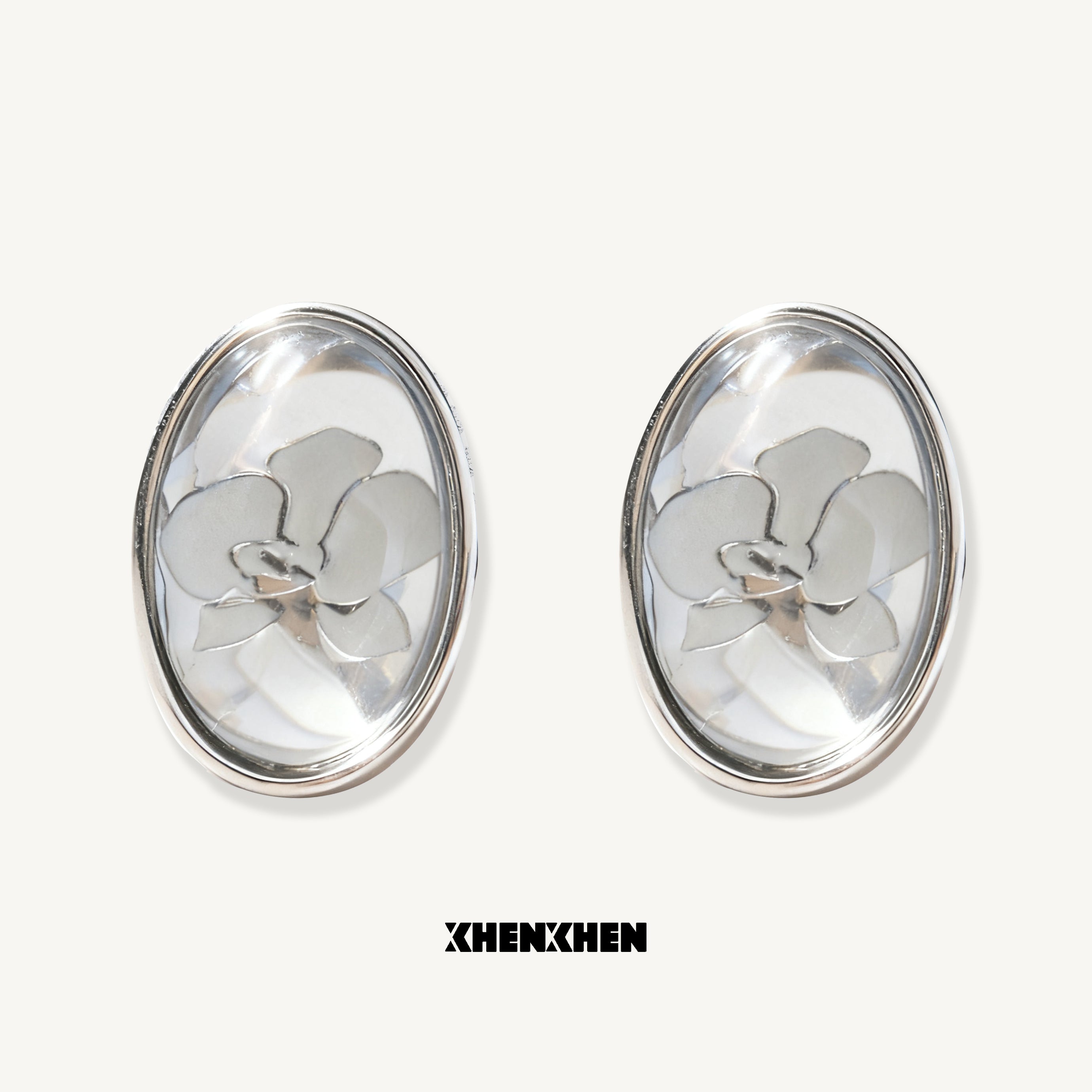 Butterfly orchid smooth stud earrings