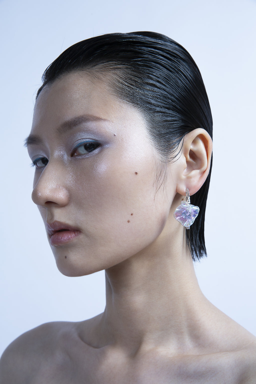 Iridescent Petal Textured Hoop Earrings
