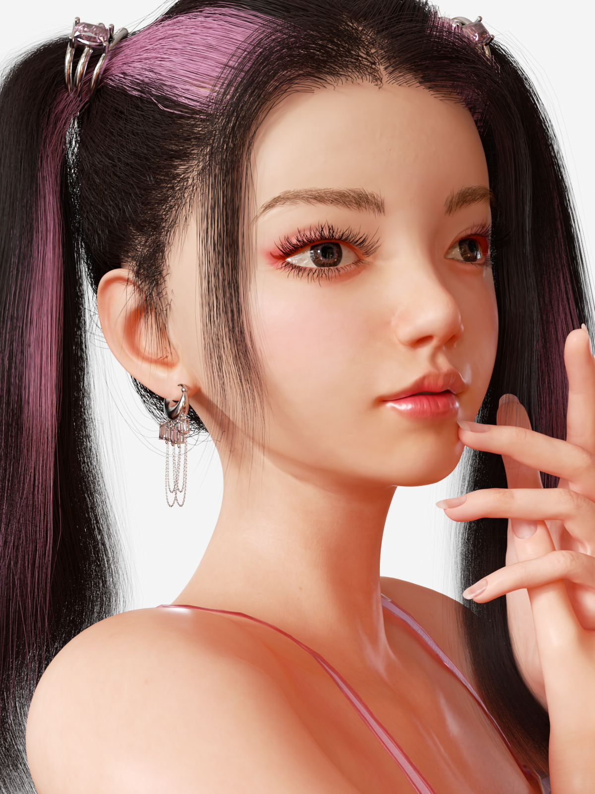 Rose Nebula gemstone tassel earrings