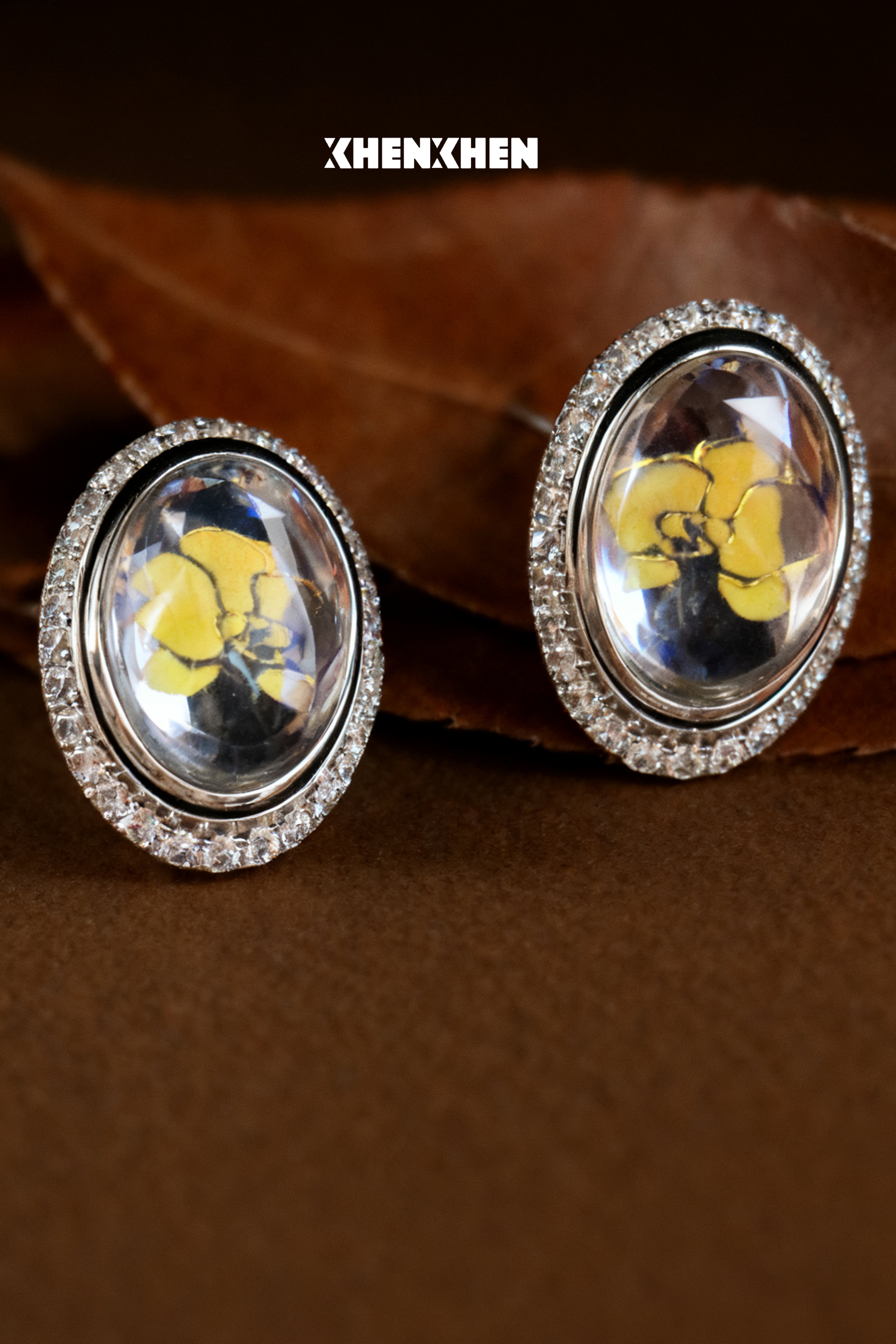 Butterfly orchid full diamond earrings