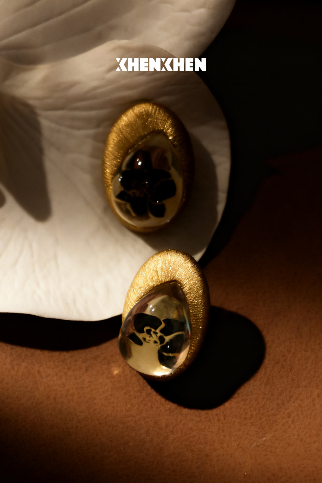 Brushed butterfly orchid earrings