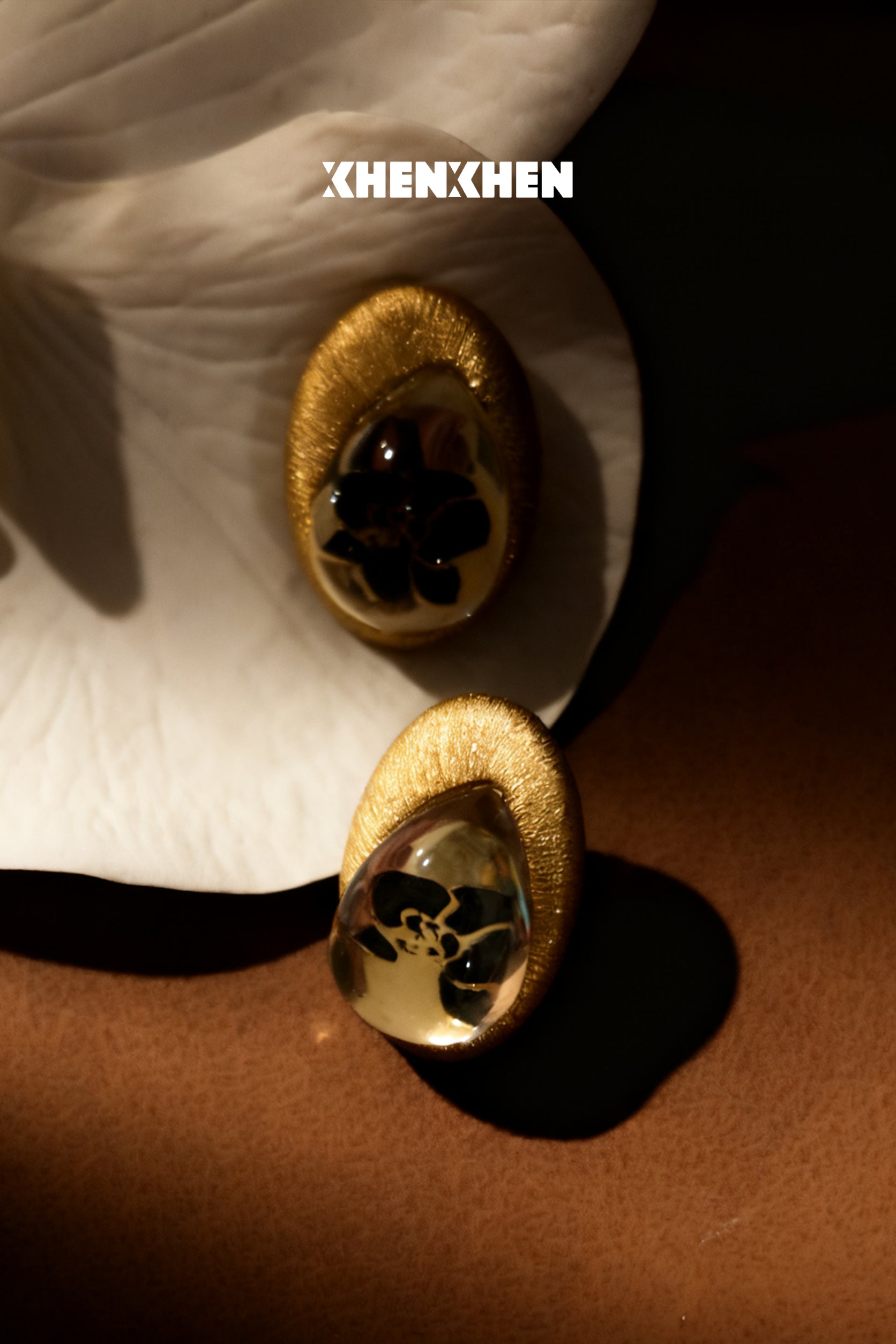 Brushed butterfly orchid earrings