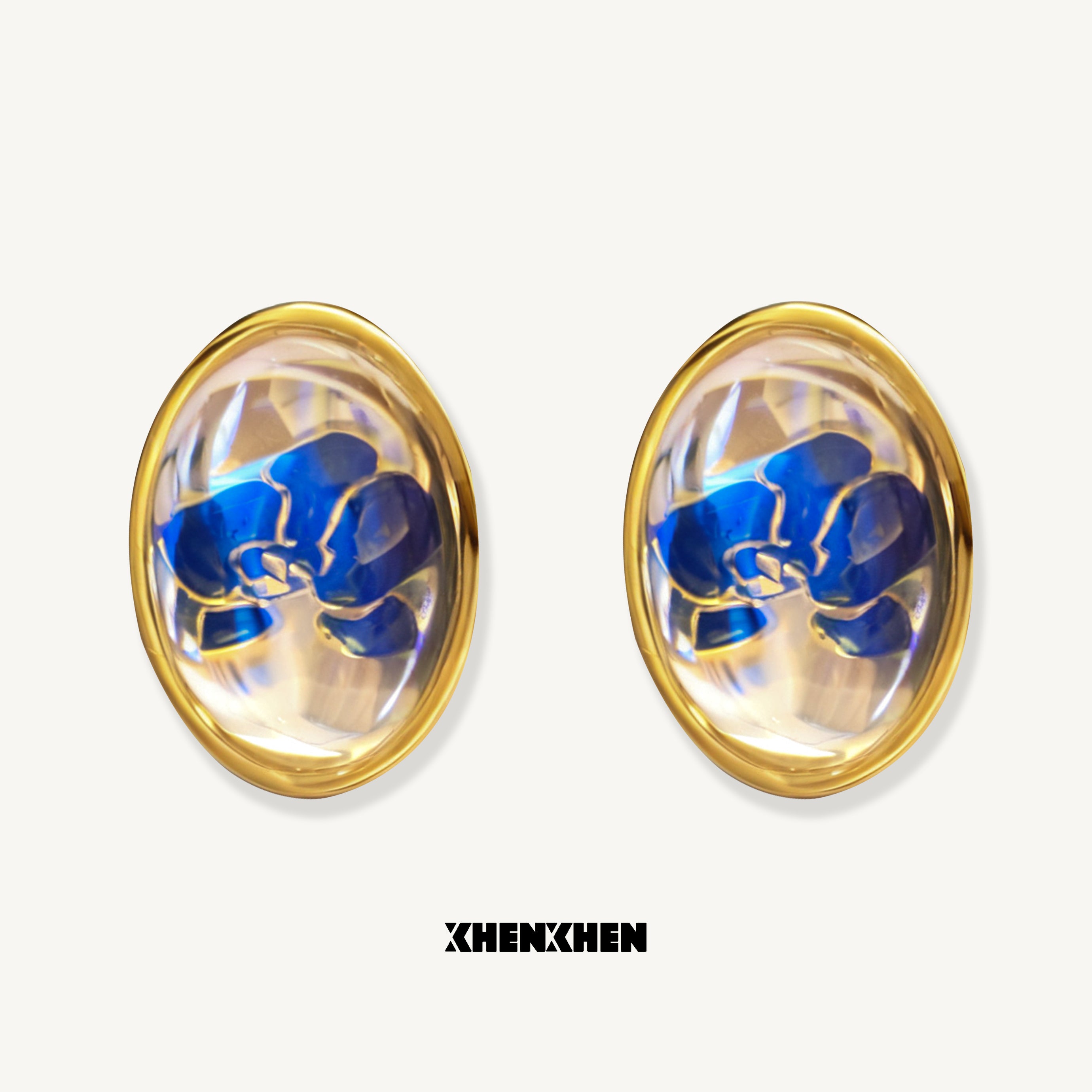 Butterfly orchid smooth stud earrings