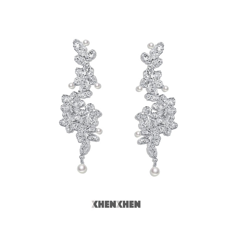 Lace long drop earrings