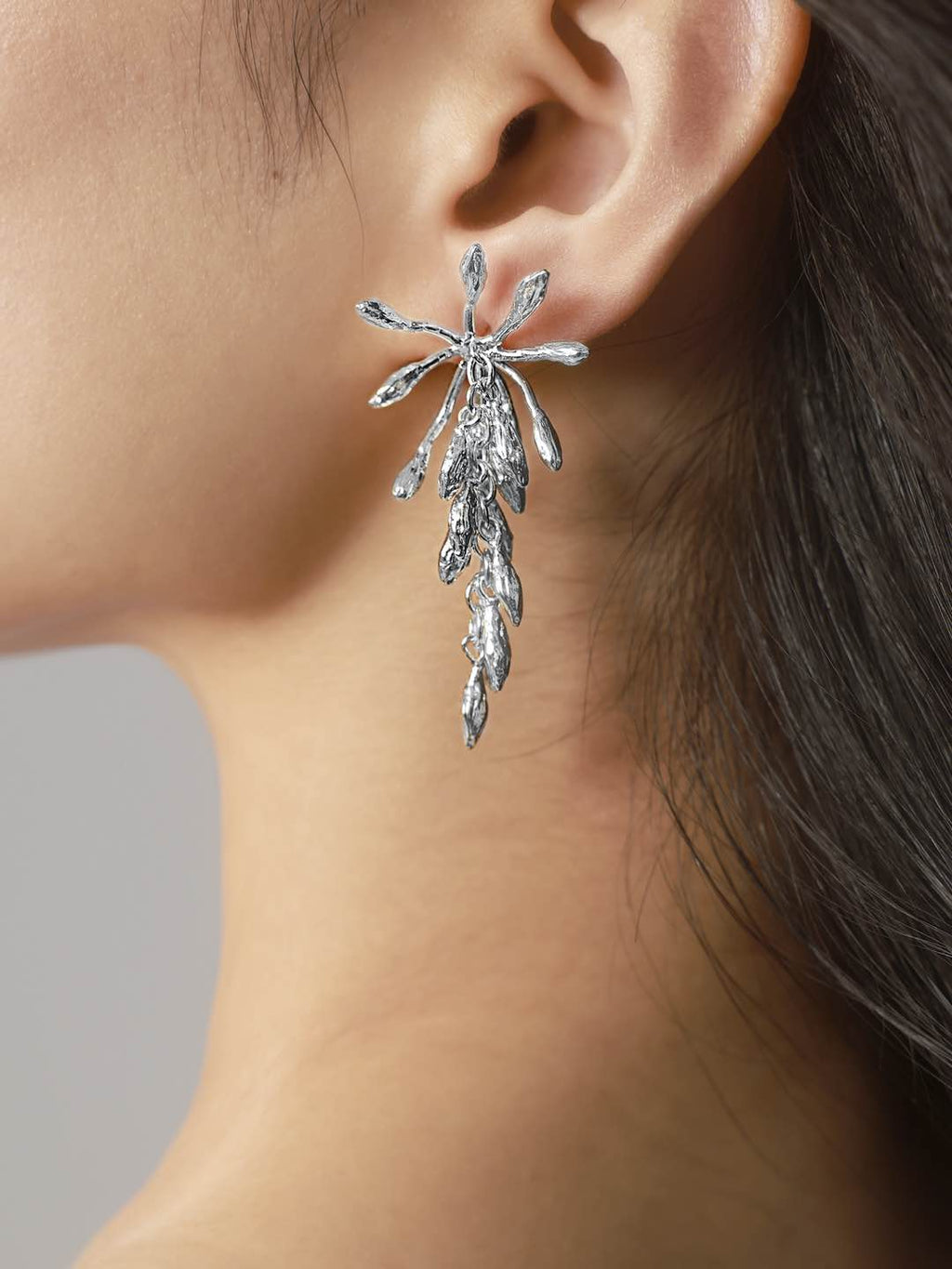 Wheat Ear Starry Two-Tone Gold & Silver Earrings