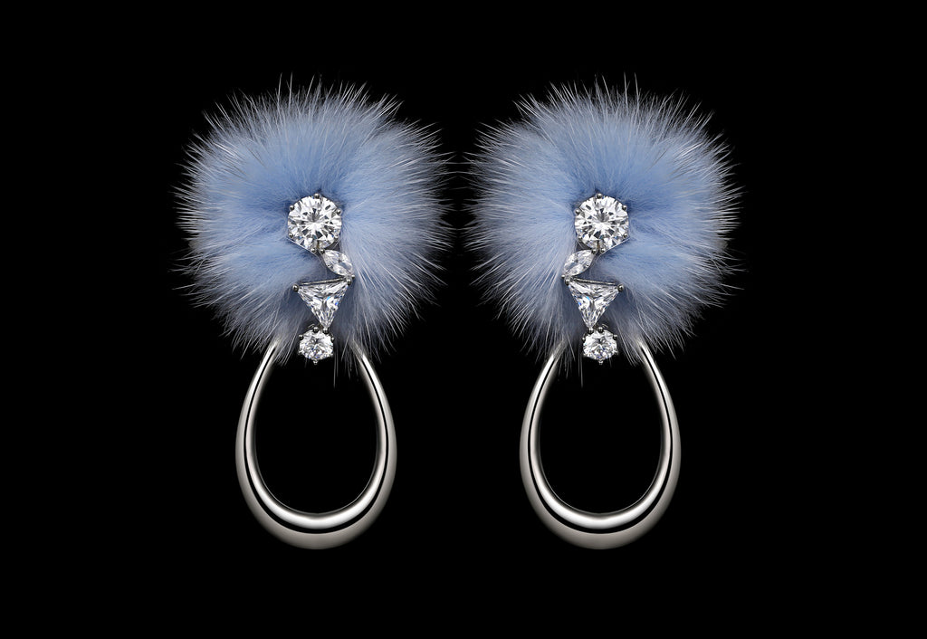Warm Collection Furry Shaped Zircon Stud Earrings