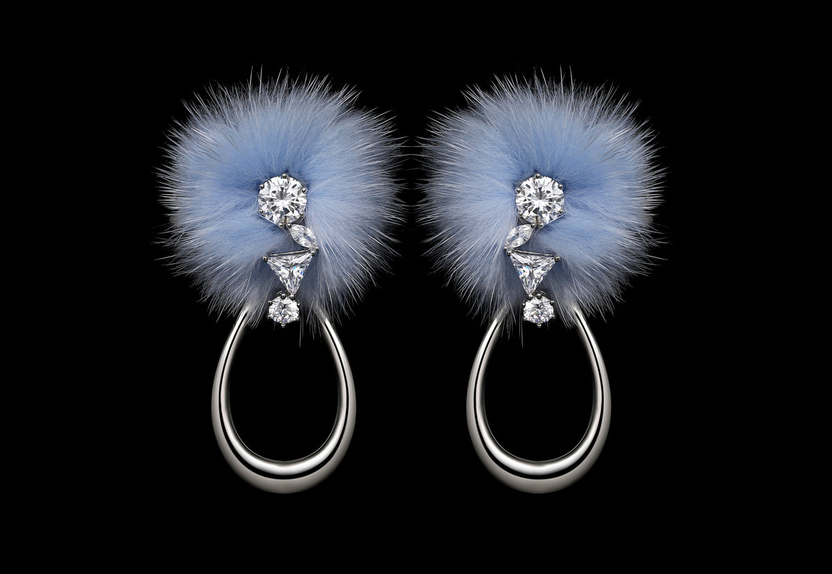 Warm Collection Furry Shaped Zircon Stud Earrings