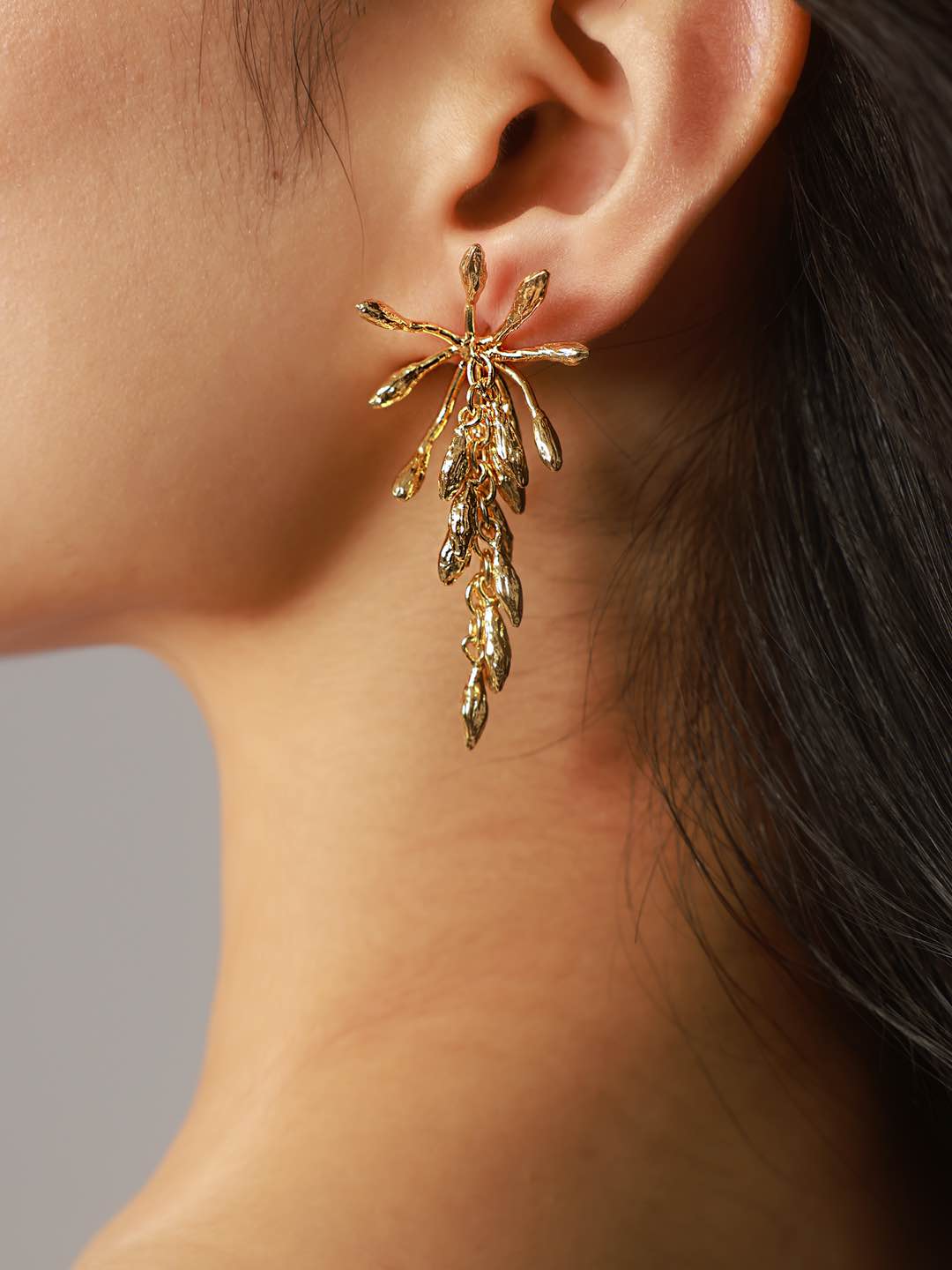 Wheat Ear Starry Two-Tone Gold & Silver Earrings