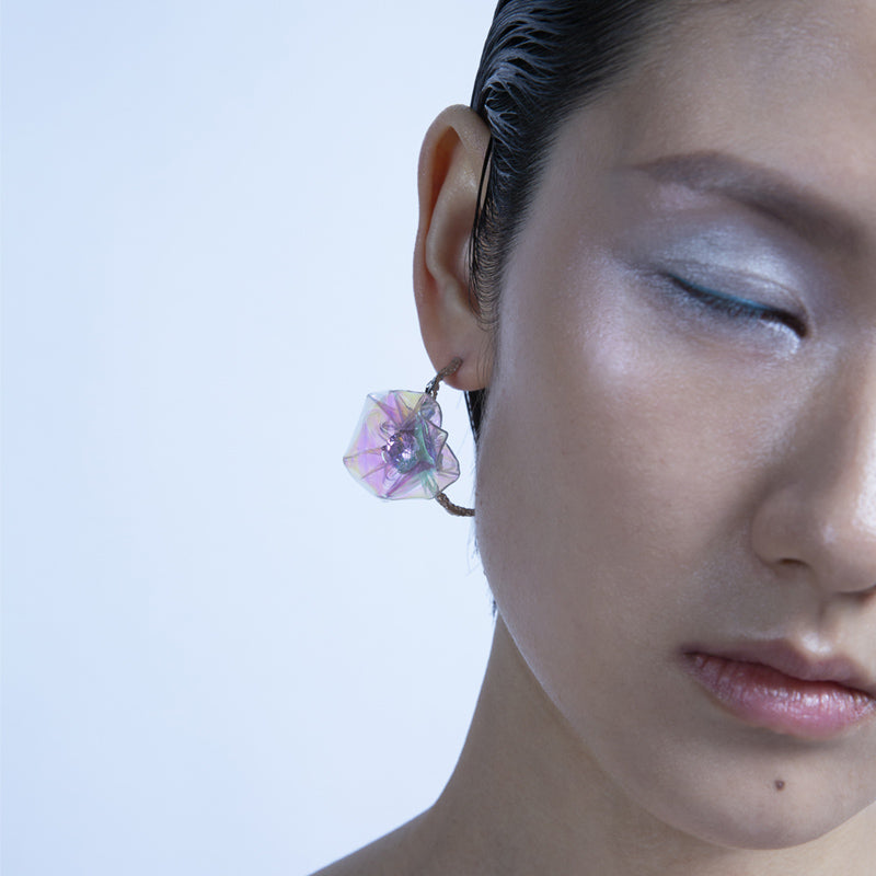 Iridescent Petal Textured Hoop Earrings