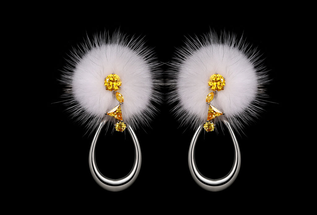Warm Collection Furry Shaped Zircon Stud Earrings