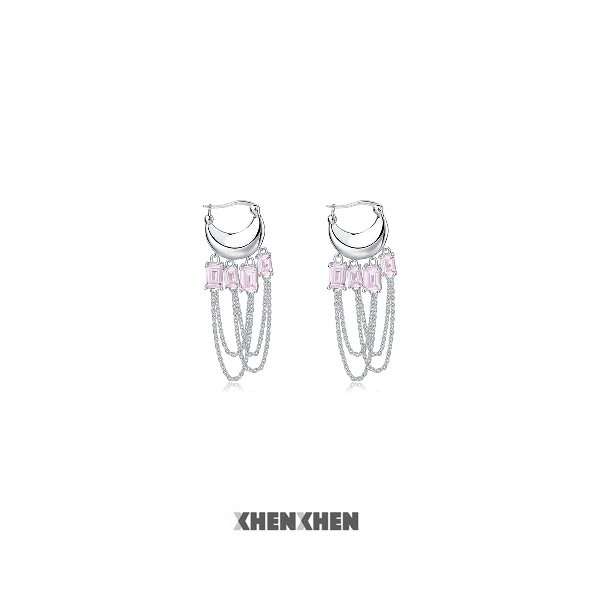 Rose Nebula gemstone tassel earrings