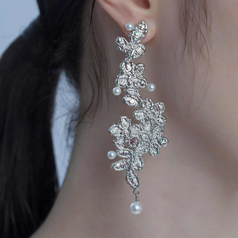 Lace long drop earrings