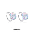 Iridescent Petal Textured Hoop Earrings