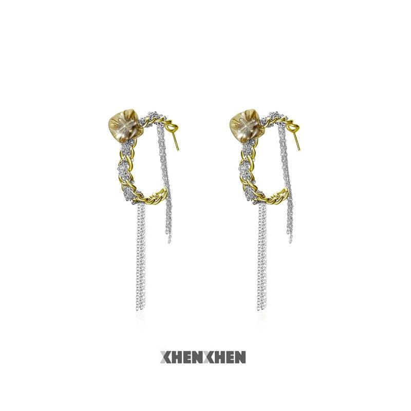 Spring Equinox Large Hoop Tassel Earrings