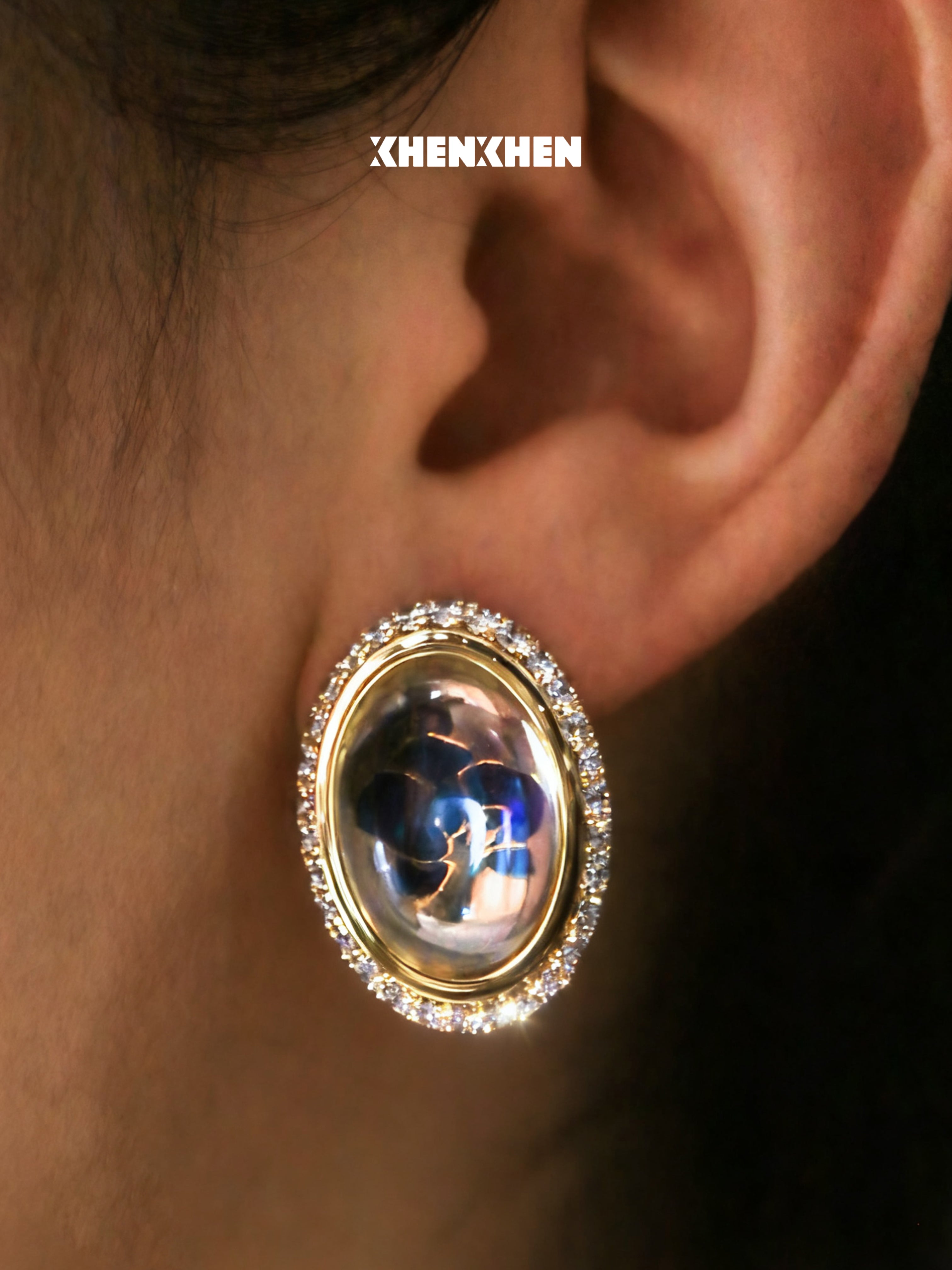 Butterfly orchid full diamond earrings