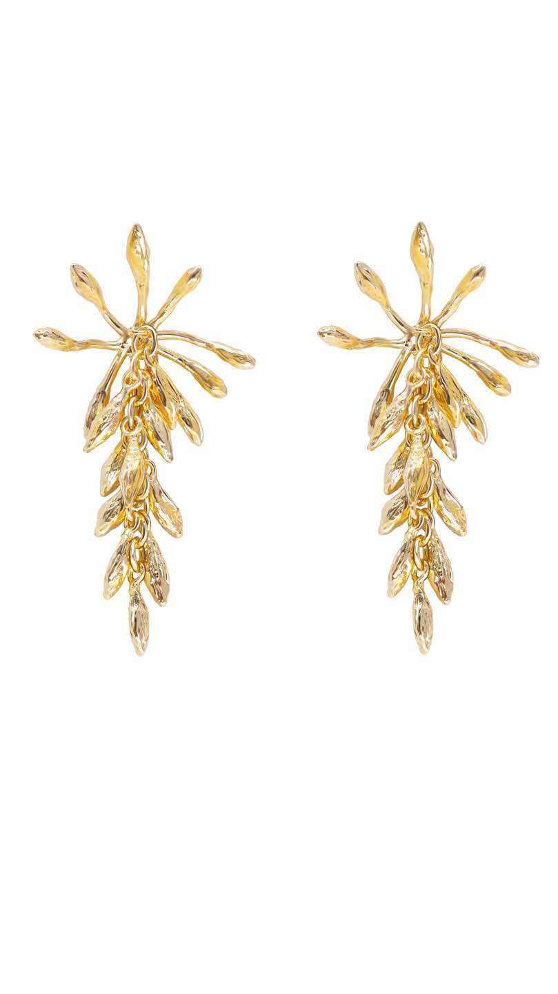 Wheat Ear Starry Two-Tone Gold & Silver Earrings