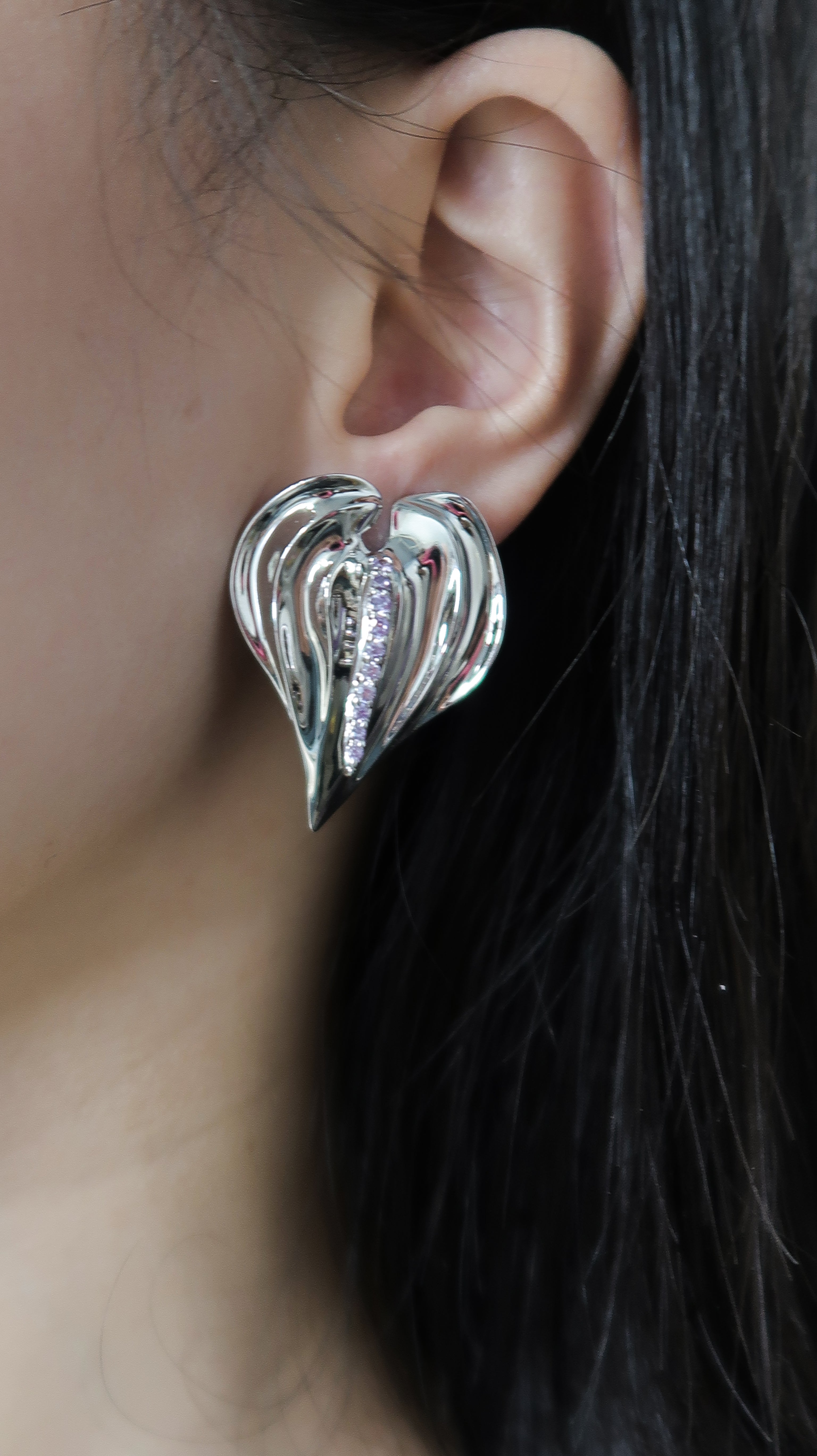 Red palm flower earrings