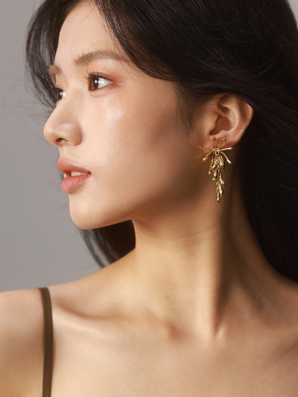 Wheat Ear Starry Two-Tone Gold & Silver Earrings